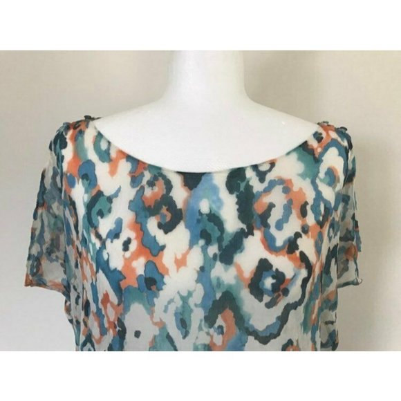 TOMMY BAHAMA 100% Silk Split Sleeve Blouse Womens Size XL Semi Sheer Flowy - Picture 2 of 9